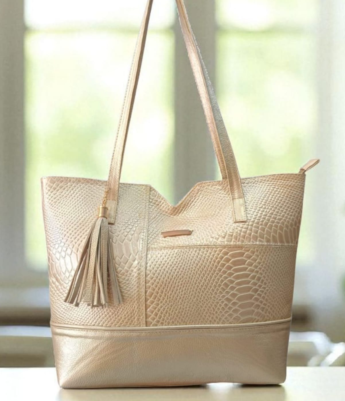 Bolso en cuero Elegance talco