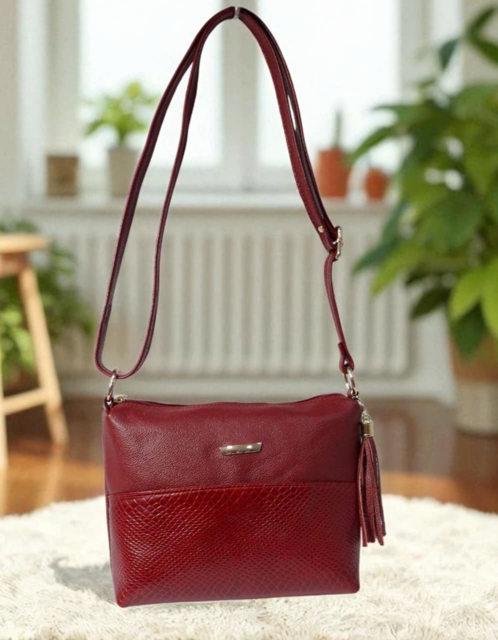 Bolso en cuero Verna Rojo