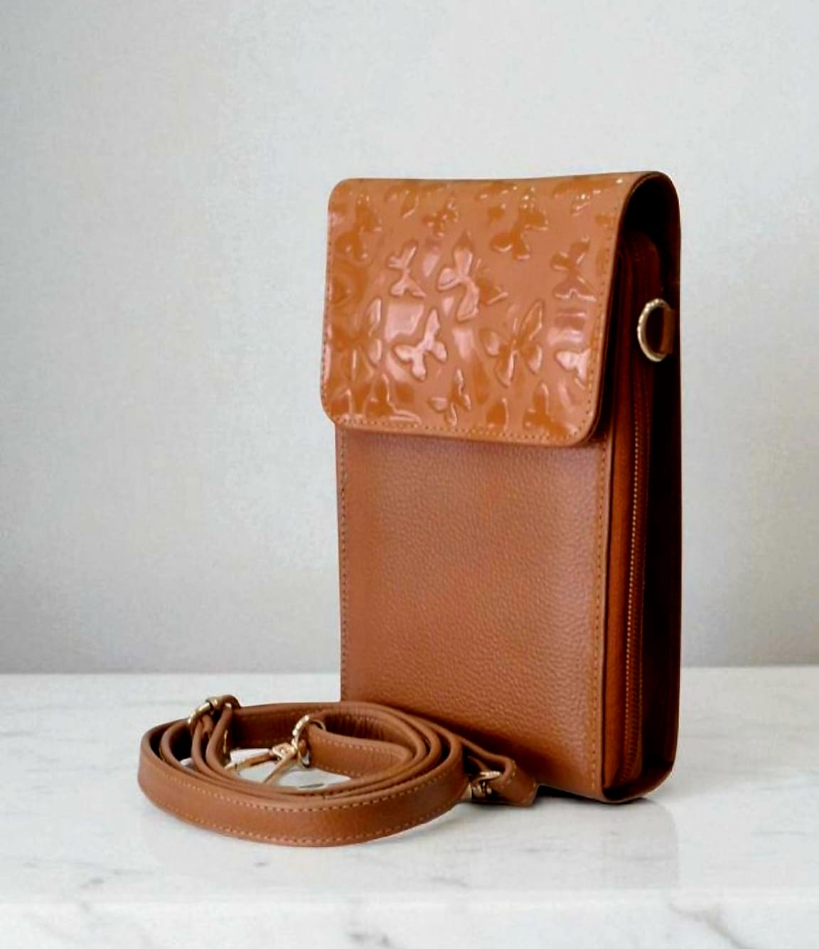 Bolso en cuero Retro miel