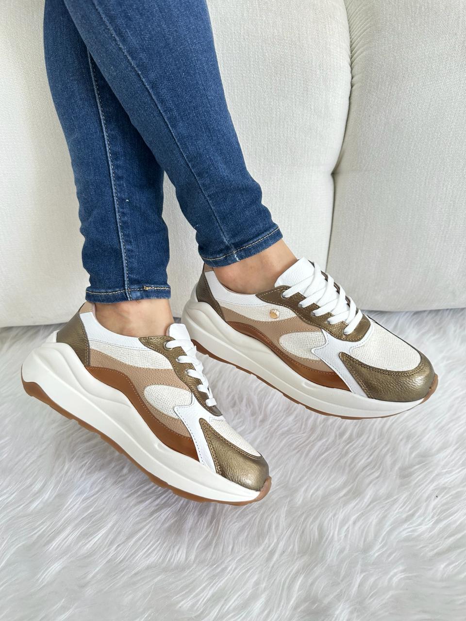 Tenis en cuero Vera Bronce